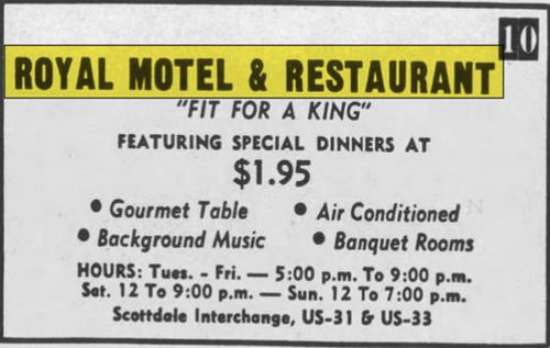 Mark III Grille & Bar and Inn (Royal Motel & Restaurant) - Jul 1964 Ad
